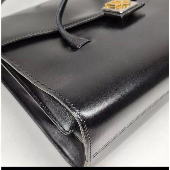 Authentic Vintage Christian Dior Hand Bag Black Leather - Picture 3 of 9